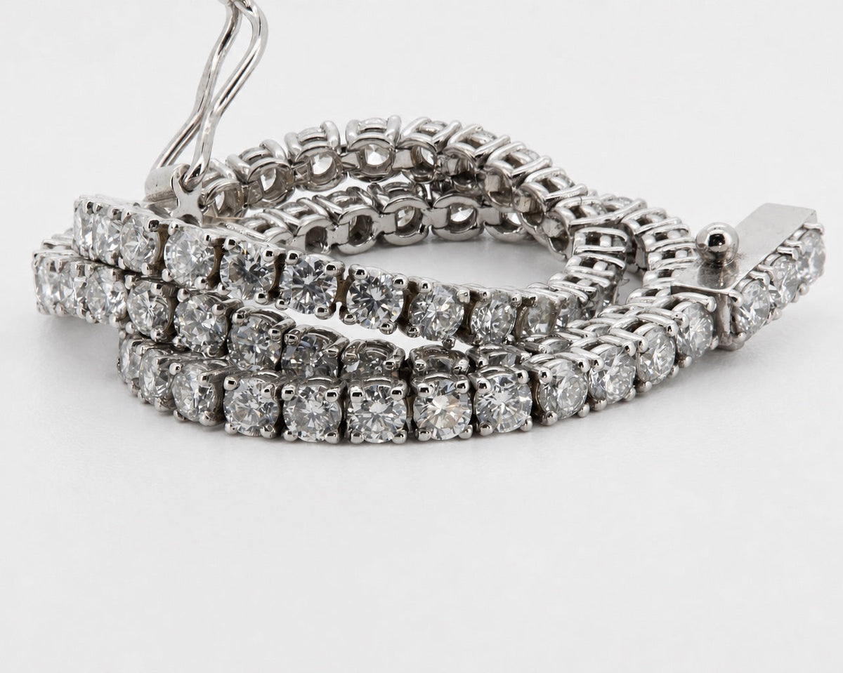 צמיד טניס משובץ בזהב לבן 14 קראט, מבט עליון #Metal_14K White Gold