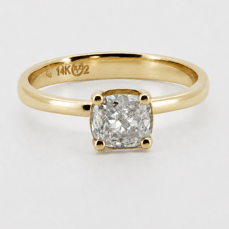 PESO 10058 solitaire ring, front view, 14K yellow gold #Metal_14K Yellow Gold