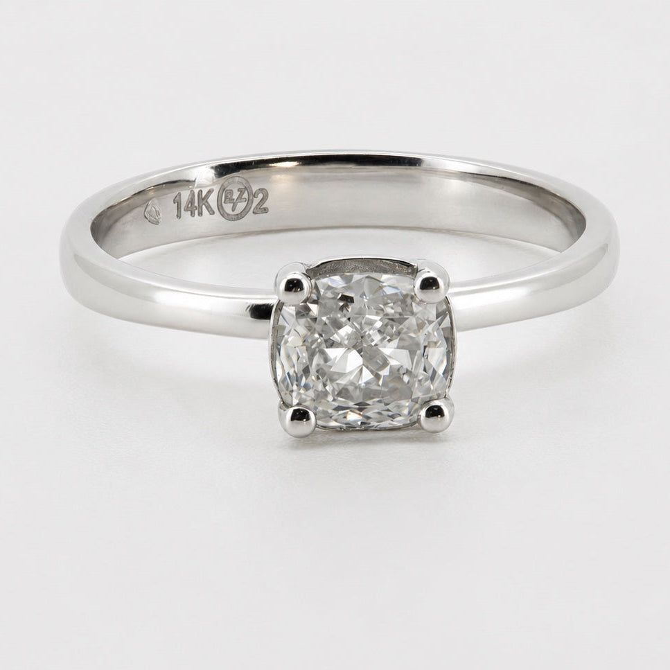 PESO 10058 solitaire ring, front view, 14K white gold #Metal_14K White Gold