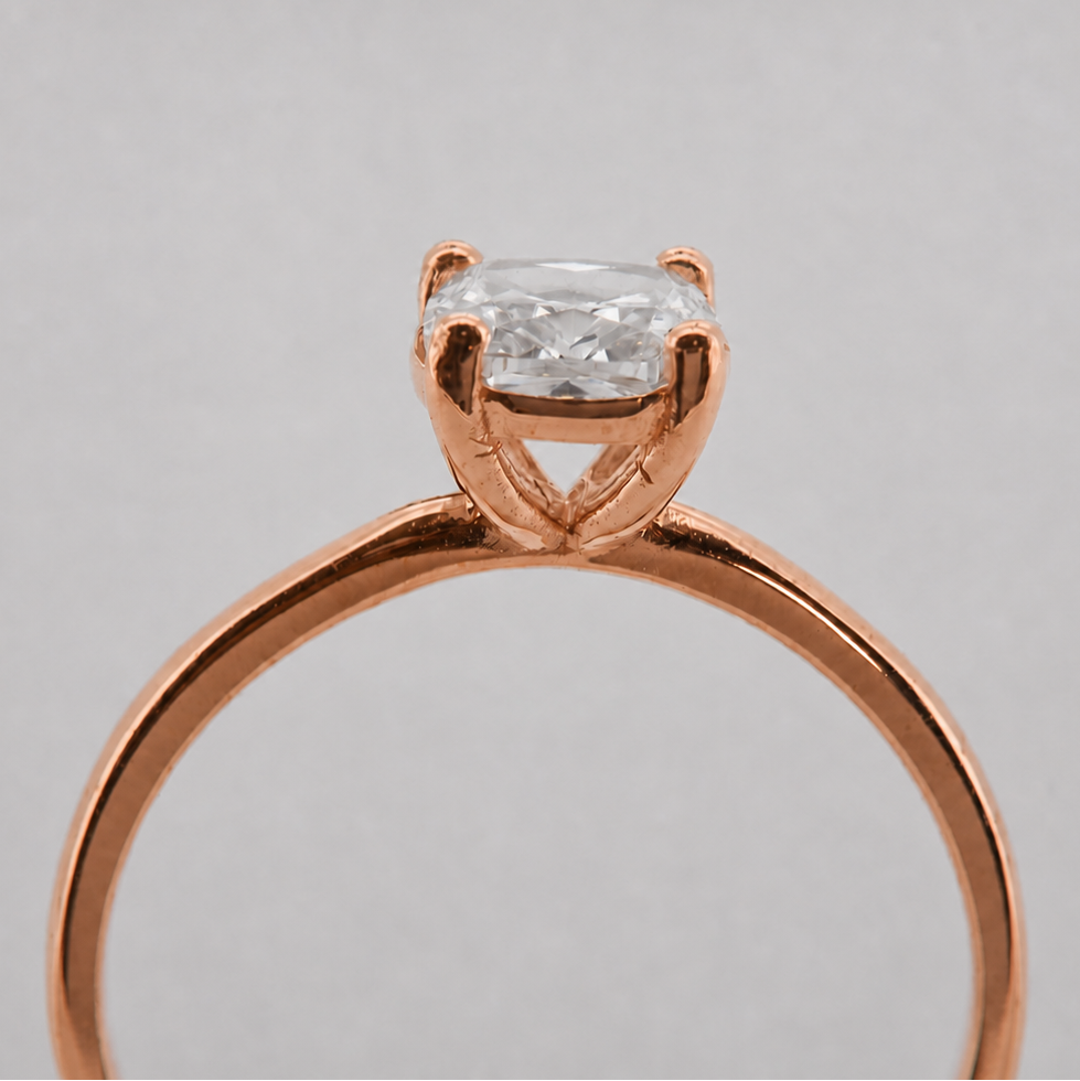 PESO 10058 solitaire ring, side profile, 14K rose gold #Metal_14K Rose Gold