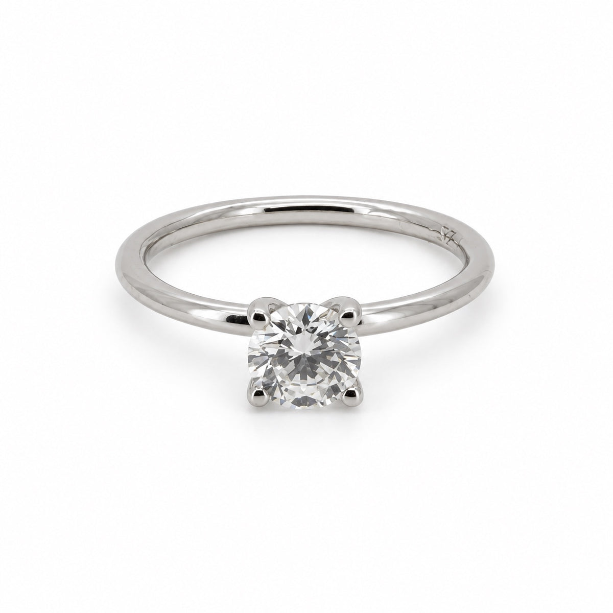 PESO 10065 round solitaire ring, front view, 14K white gold