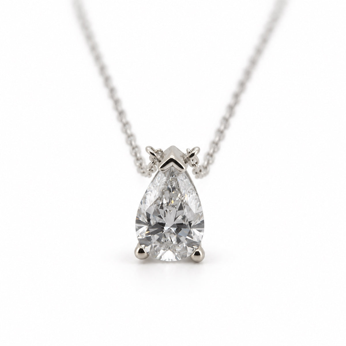 Pear Solitaire Pendant Necklace