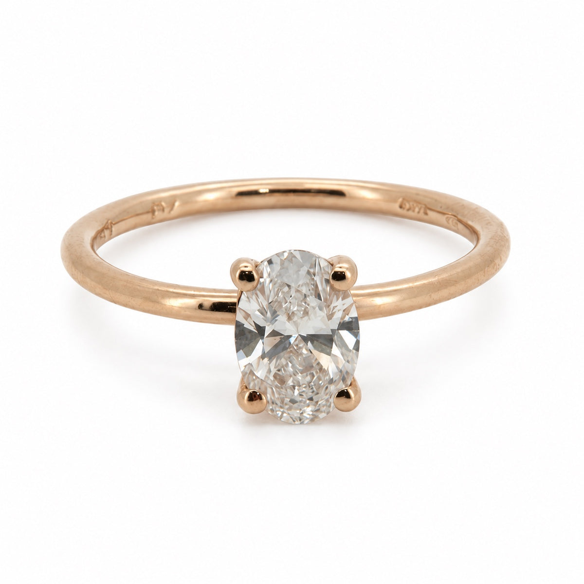 Oval solitaire engagement ring, view 1