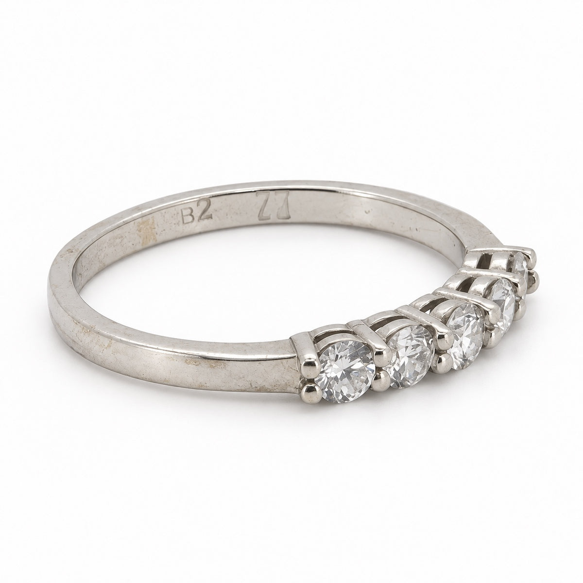 Five-stone round diamond ring, view 1