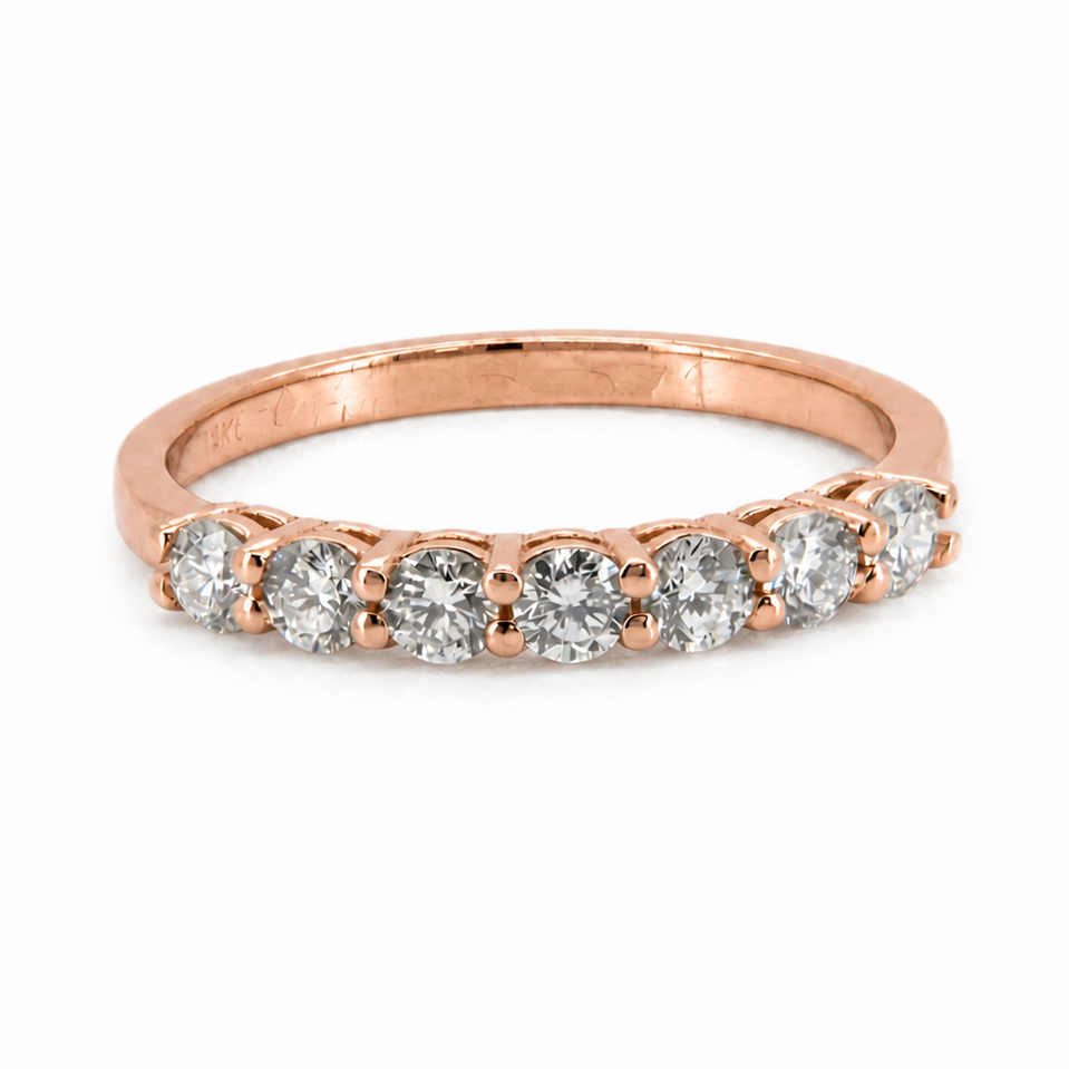 PESO 497062 graduated round-stone band, front view, 14K rose gold #Metal_14K Rose Gold