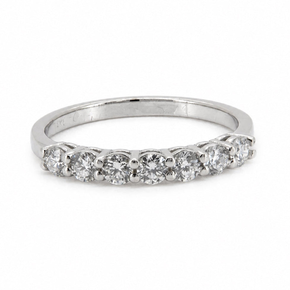 PESO 497062 graduated round-stone band, front view, 14K white gold #Metal_14K White Gold