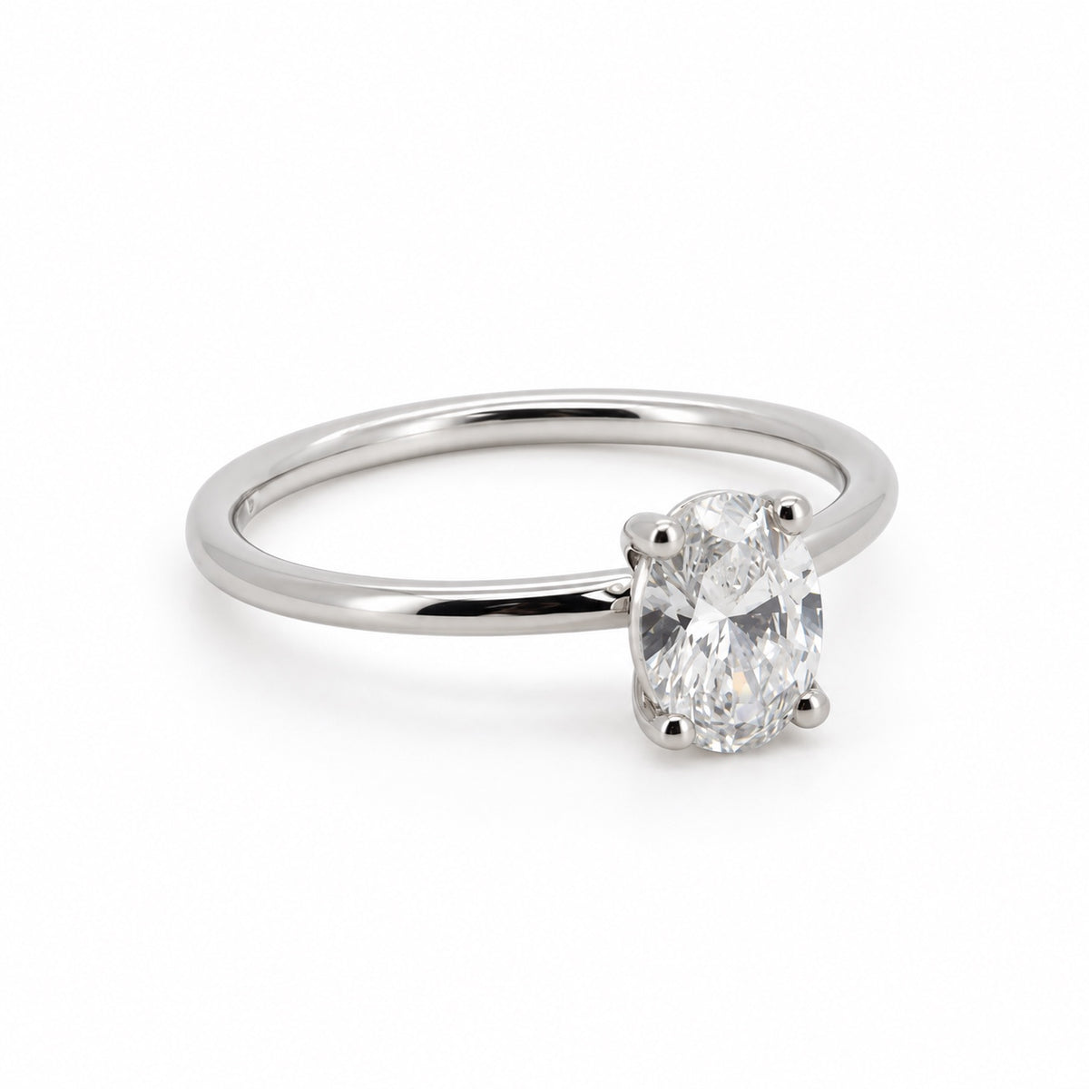 Oval solitaire engagement ring, view 2