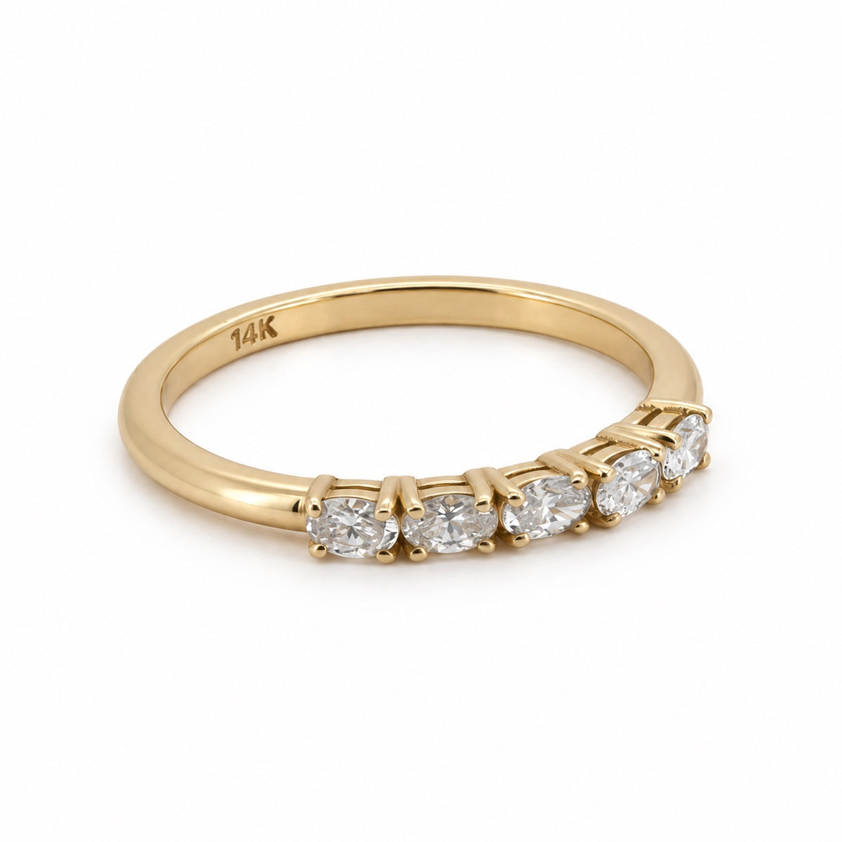 Five-stone round diamond ring, view 1