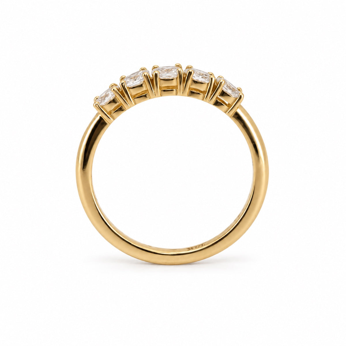 Five-stone round diamond ring, view 3