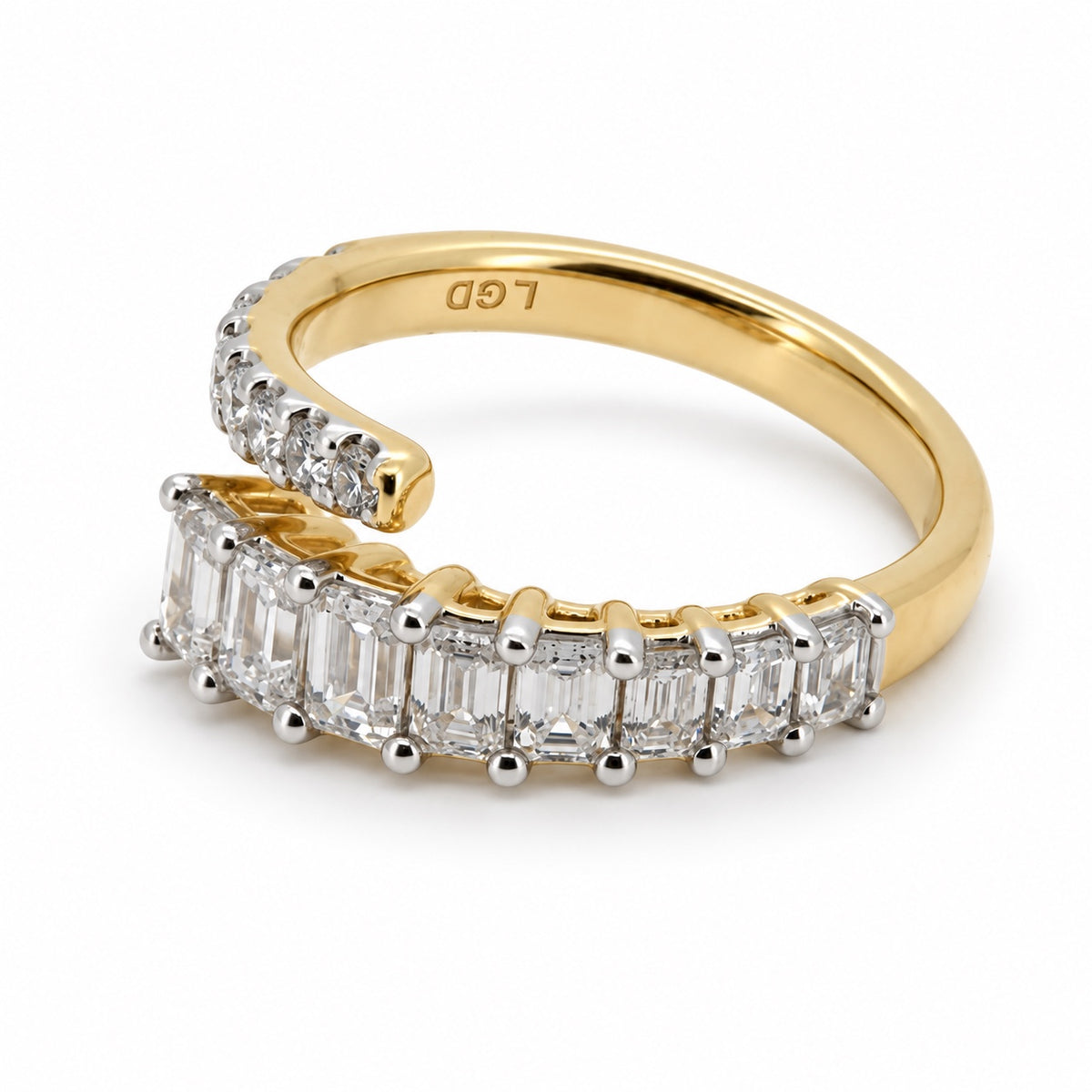 Mixed-cut open bypass fashion ring, view 2