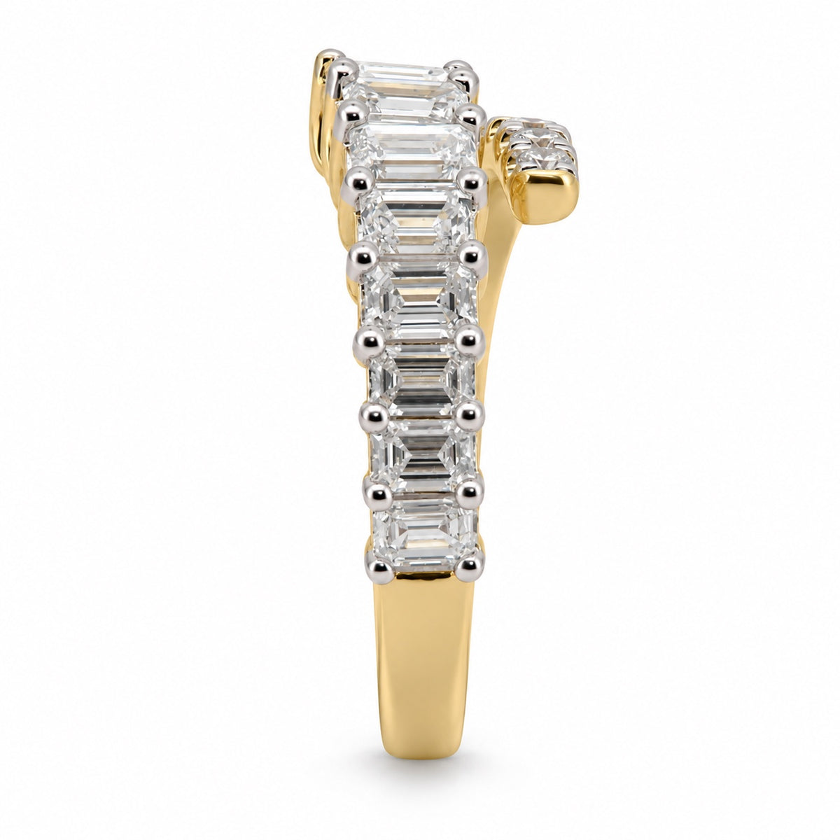Mixed-cut open bypass fashion ring, view 5