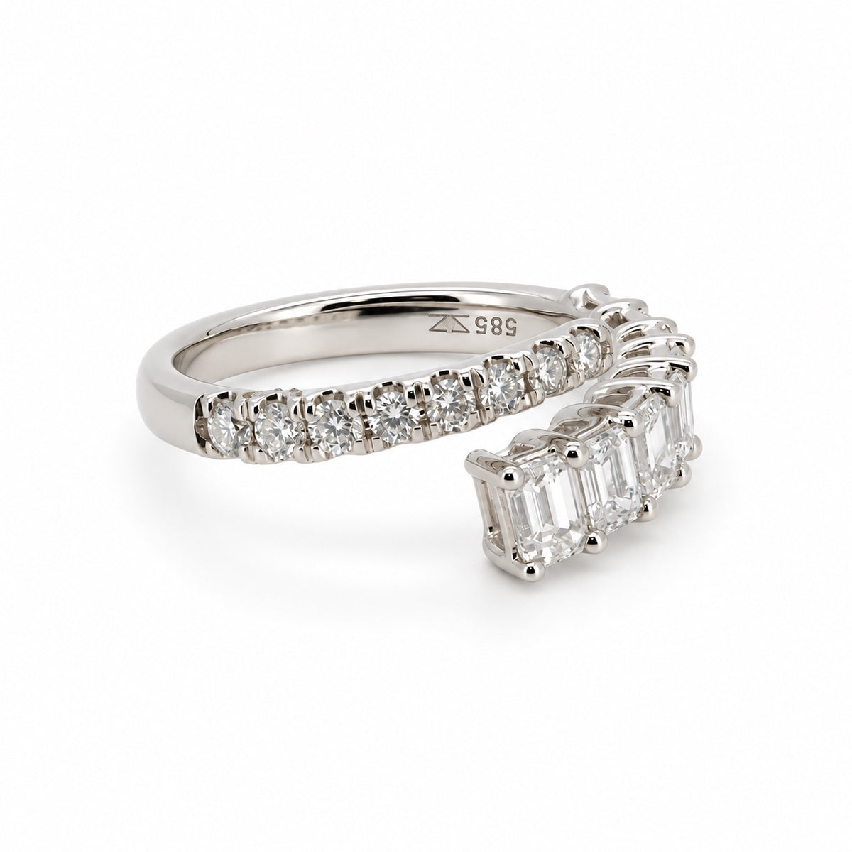 Mixed-cut open bypass fashion ring, view 1