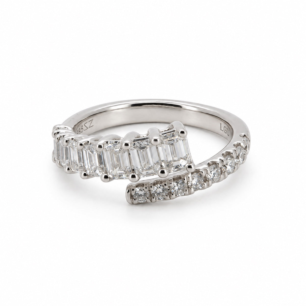 Mixed-cut open bypass fashion ring, view 2