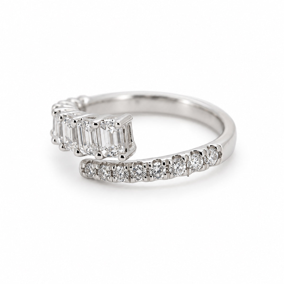 Mixed-cut open bypass fashion ring, view 3