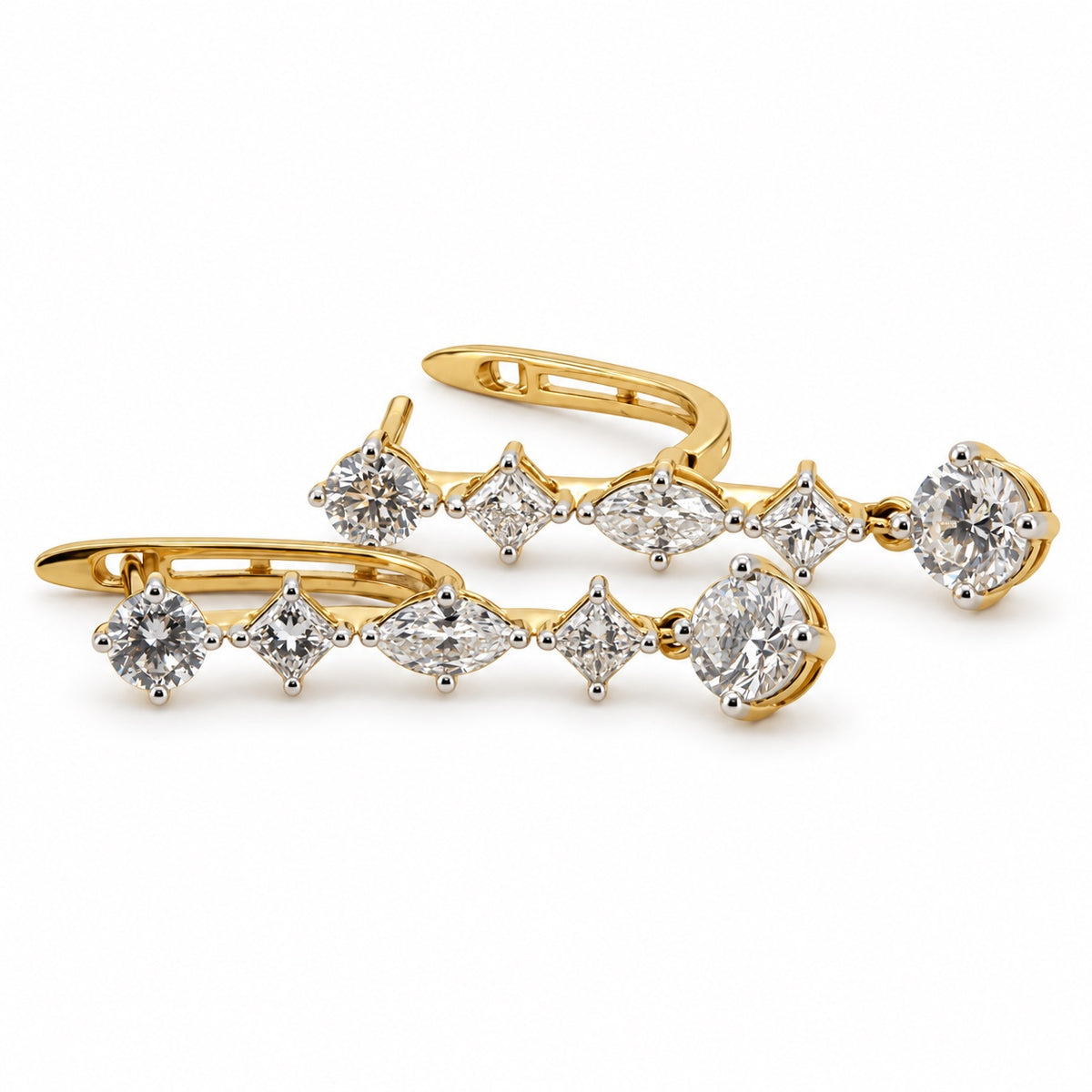 Mixed-shape drop earrings, view 1