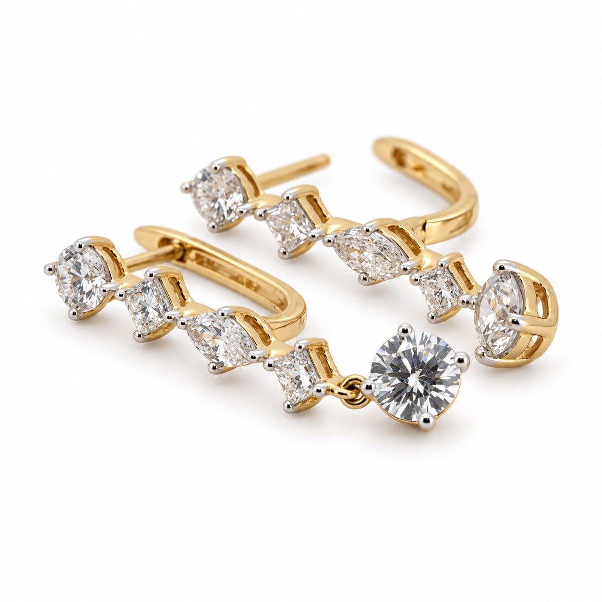 Mixed-shape drop earrings, view 2