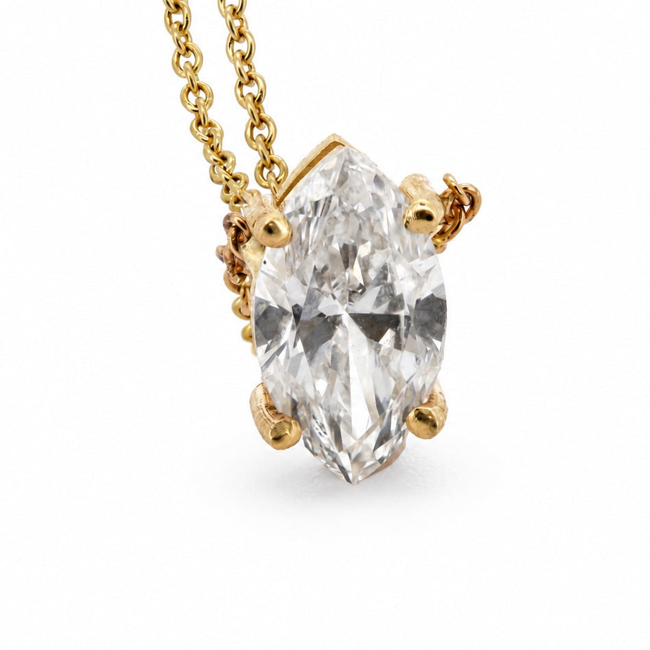 Pear-shaped drop pendant necklace in 14K yellow gold, view 5