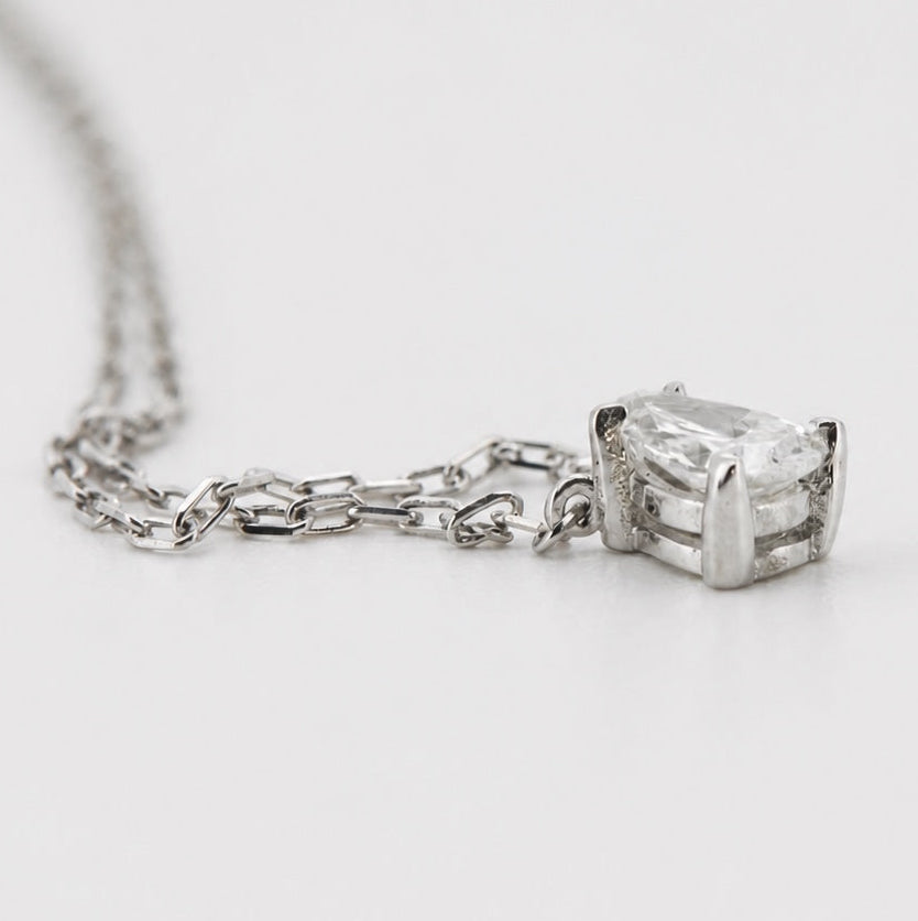 Pear-shaped solitaire pendant necklace in 14K white gold, alternate side profile #Metal_14K White Gold