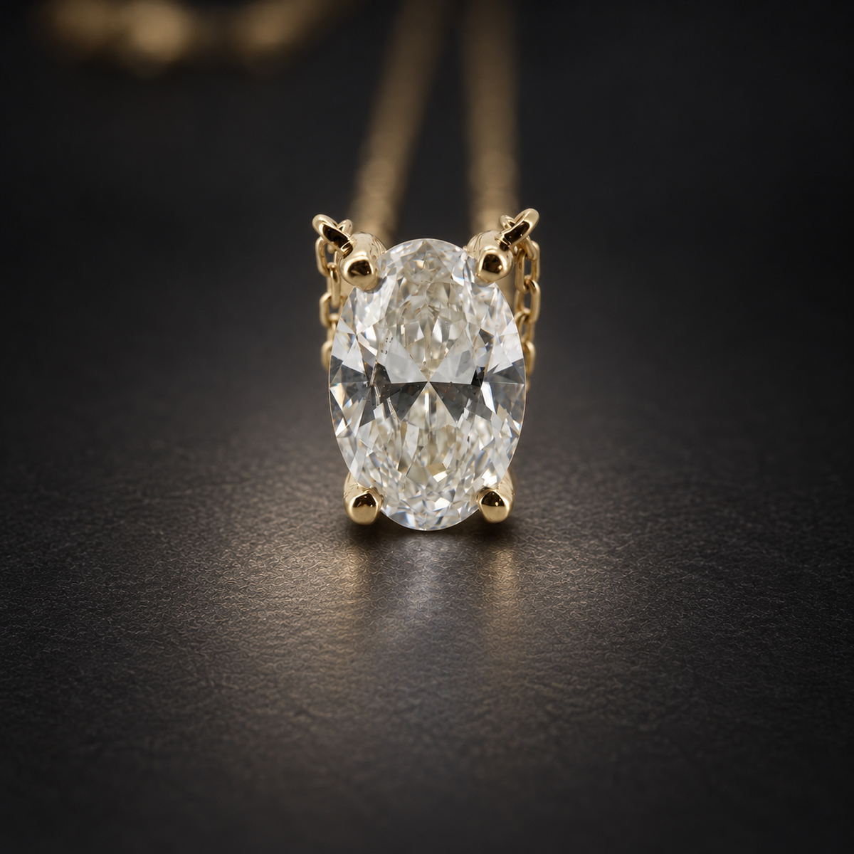 PESO 10054 oval pendant on a charcoal background — AI-assisted product illustration.
