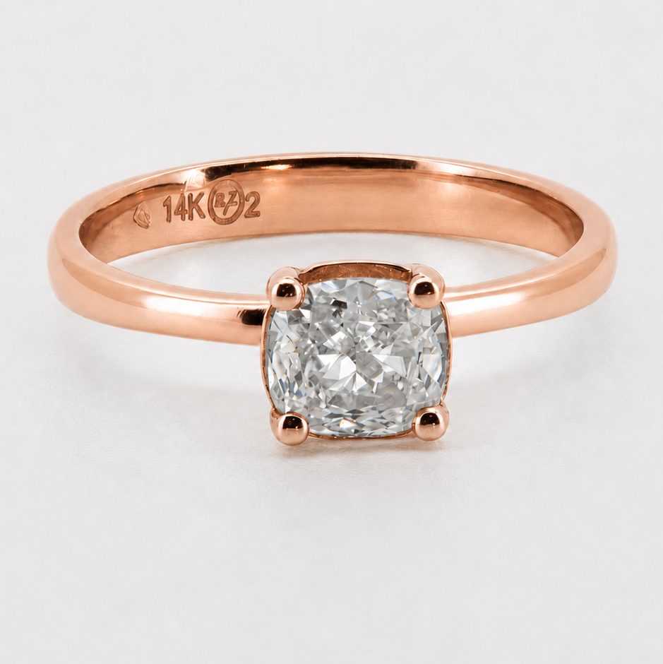 PESO 10058 solitaire ring, front view, 14K rose gold #Metal_14K Rose Gold