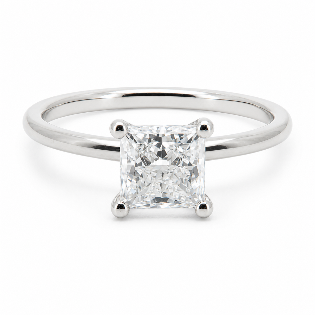 PESO 10060 solitaire engagement ring, front view, 14K white gold