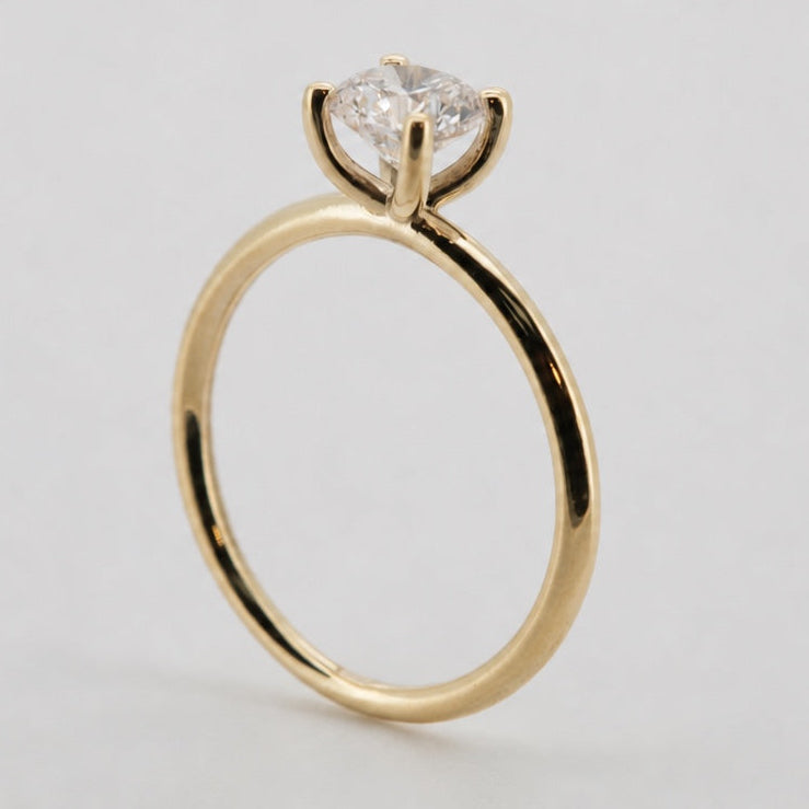 PESO 10064 round solitaire ring, side basket view, 14K yellow gold #Metal_14K Yellow Gold