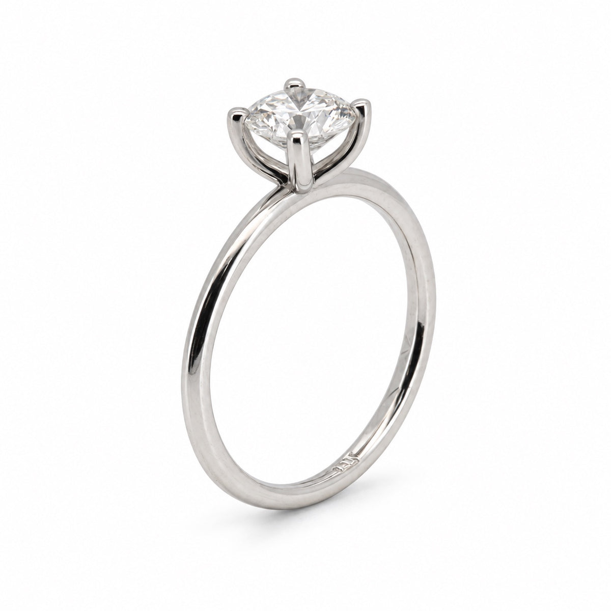 PESO 10065 round solitaire ring, opposite rear three-quarter view, 14K white gold