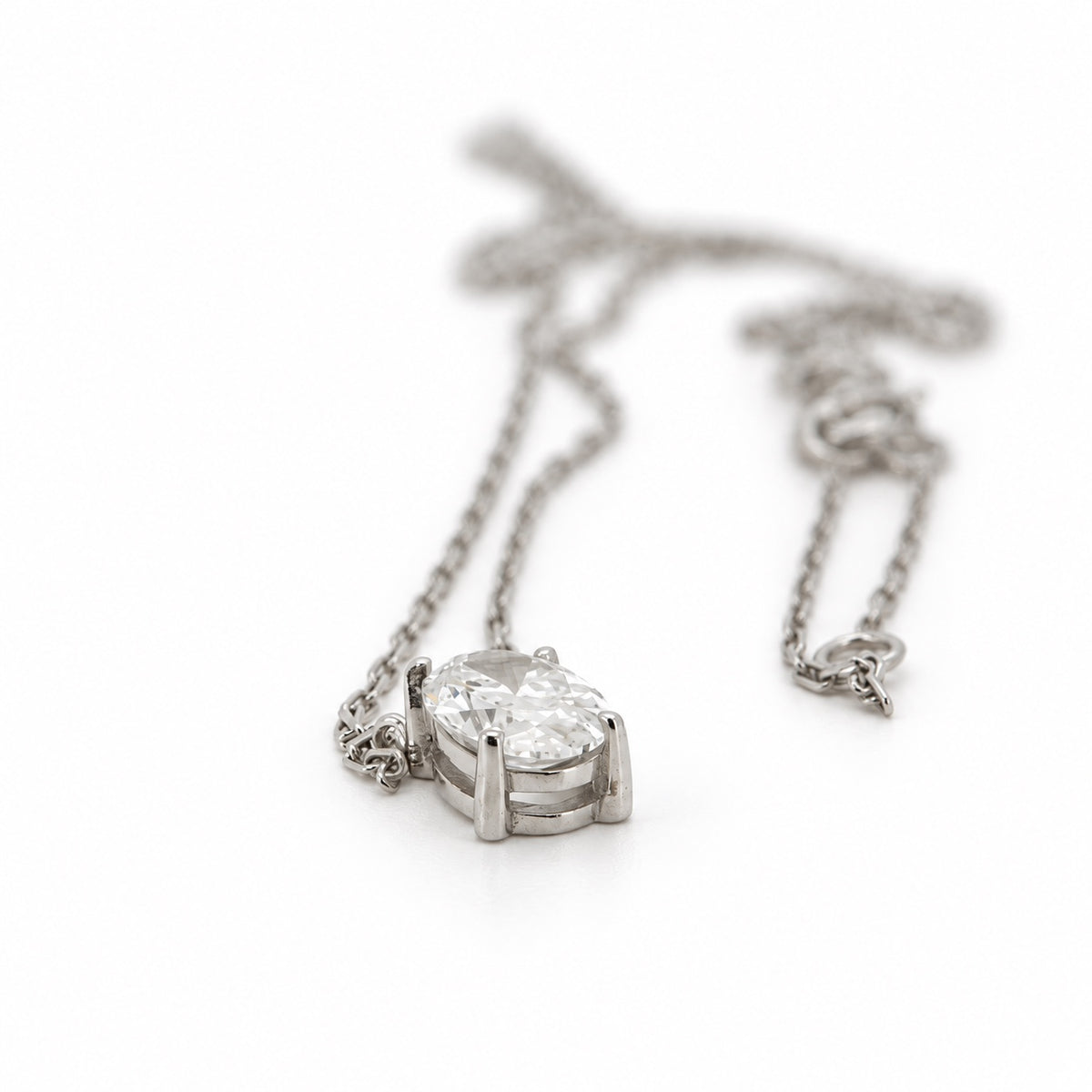 Oval Solitaire Pendant Necklace