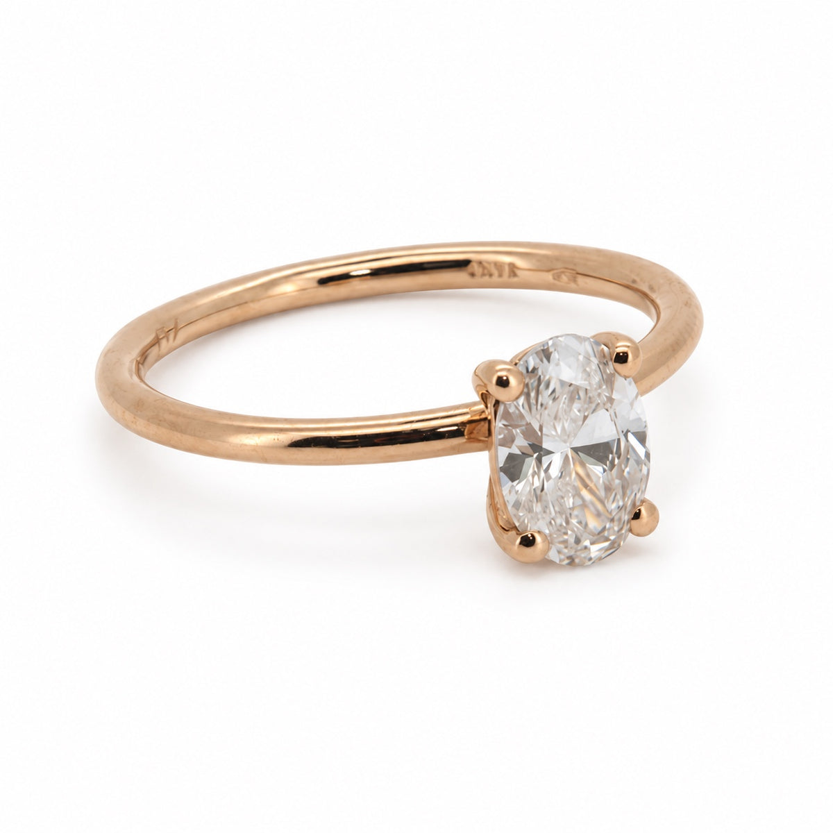 Oval solitaire engagement ring, view 2