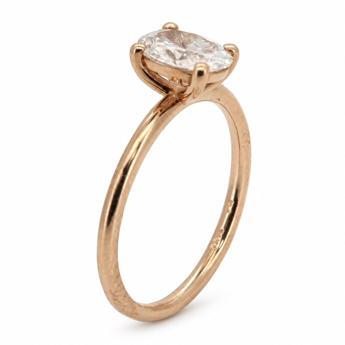 Oval solitaire engagement ring, view 3