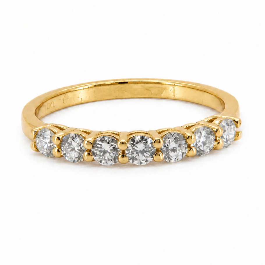 PESO 497062 graduated round-stone band, front view, 14K yellow gold #Metal_14K Yellow Gold