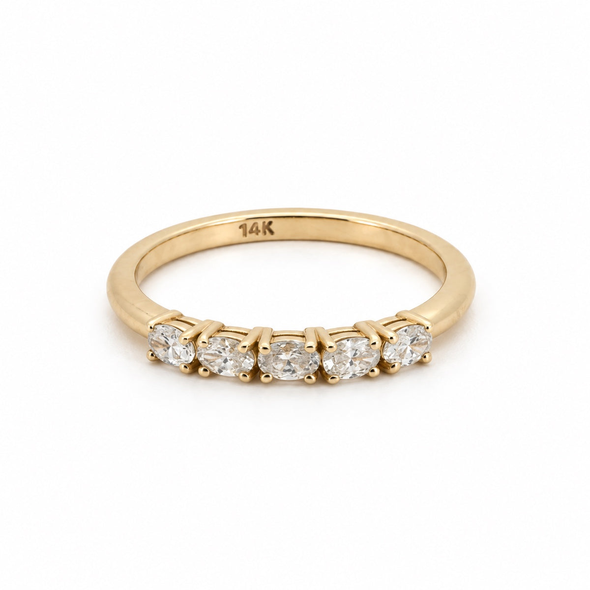 Five-stone round diamond ring, view 2