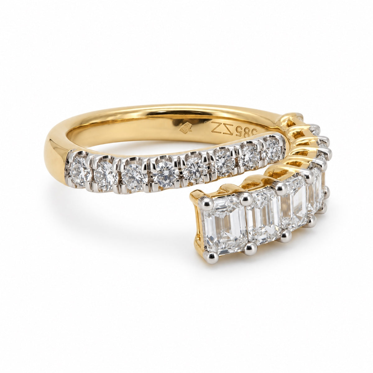 Mixed-cut open bypass fashion ring, view 1