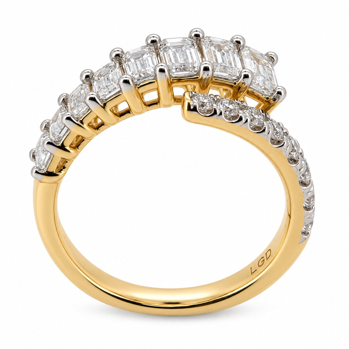 Mixed-cut open bypass fashion ring, view 4