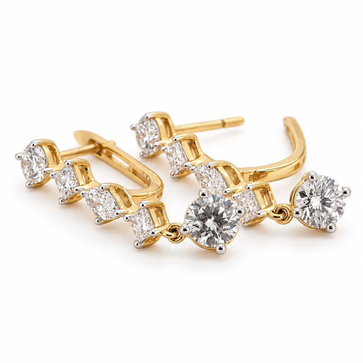 Mixed-shape drop earrings, view 3