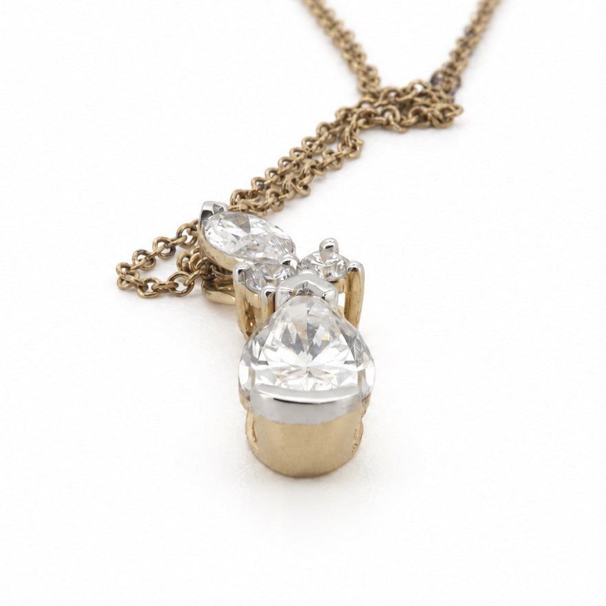Pear-shaped drop pendant necklace in 14K yellow gold, view 1