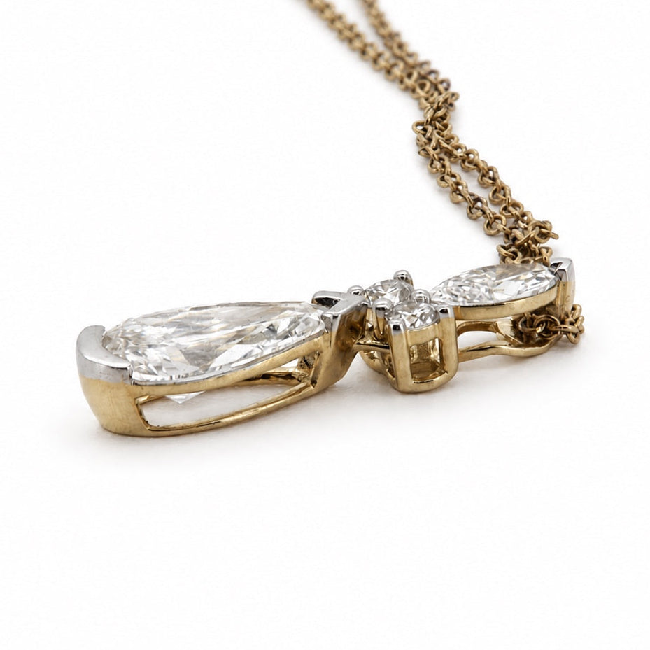 Pear-shaped drop pendant necklace in 14K yellow gold, view 2