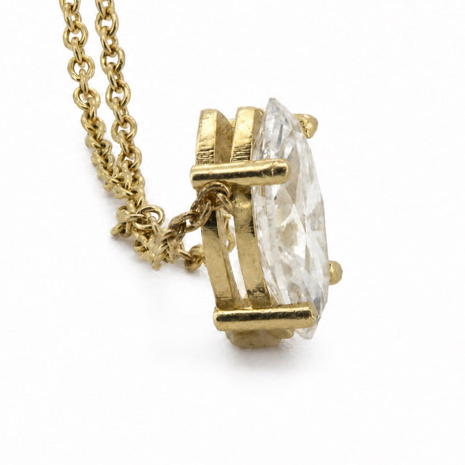 Pear-shaped drop pendant necklace in 14K yellow gold, view 6