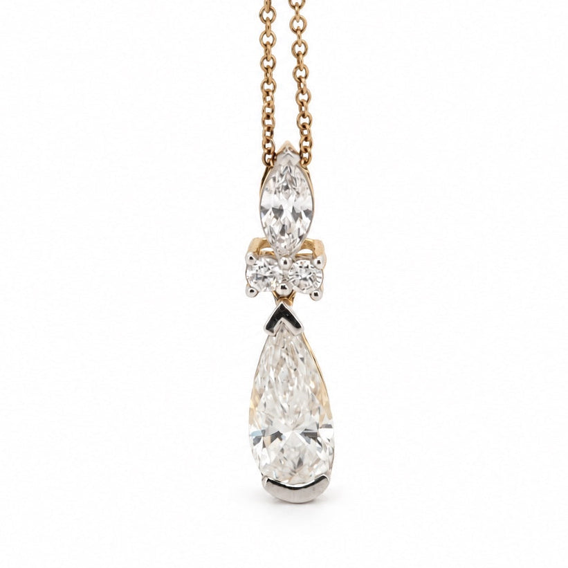 Pear-shaped drop pendant necklace in 14K yellow gold, view 7